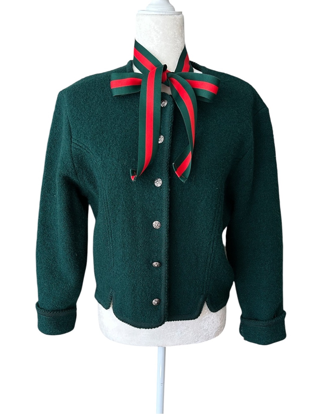 100% Wool Forest Green Cardigan Sweater EUC Fits Small